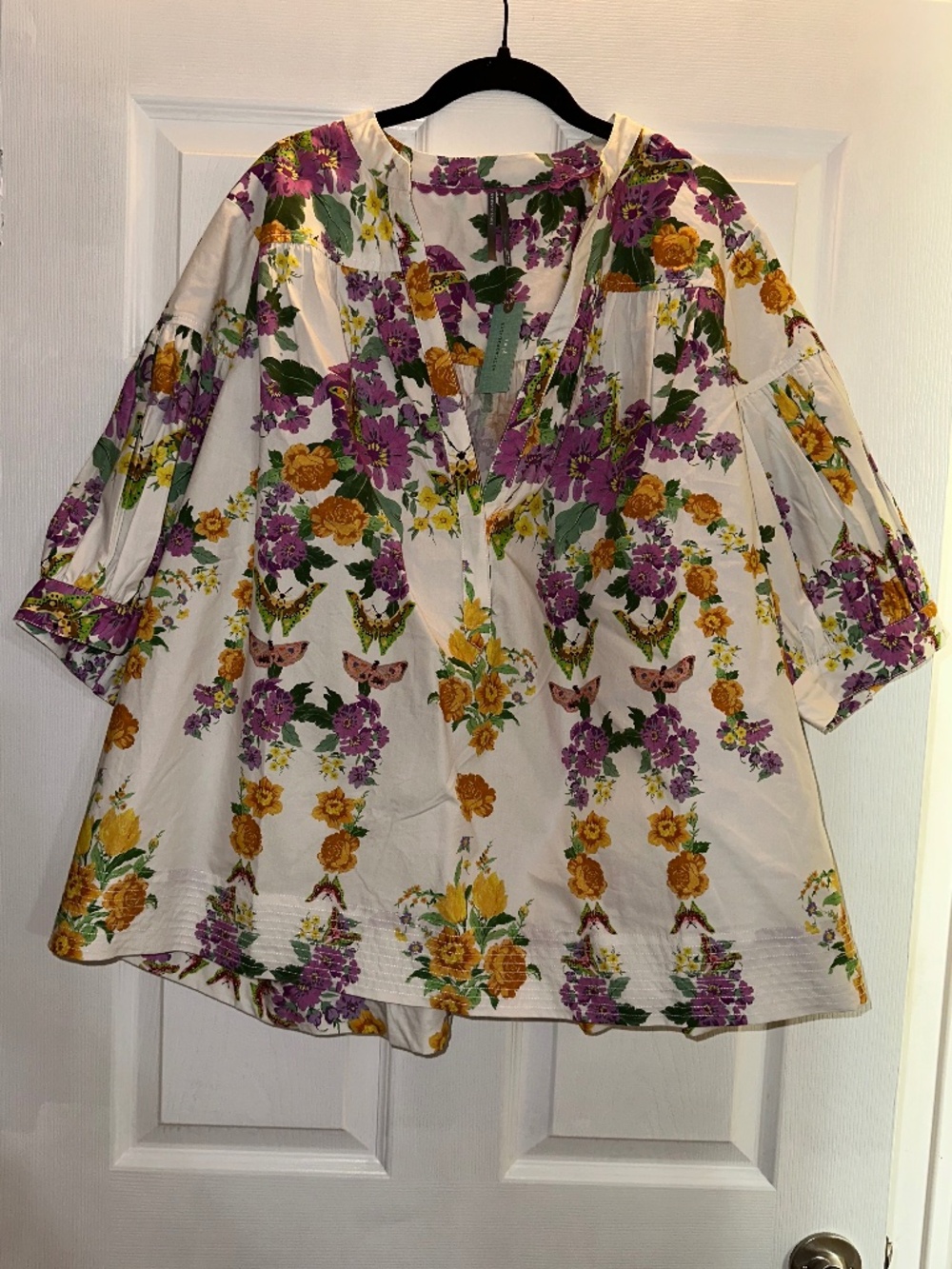 Anthropologie Floral Peplum Tunic Blouse 3X Plus NWT Flowy
